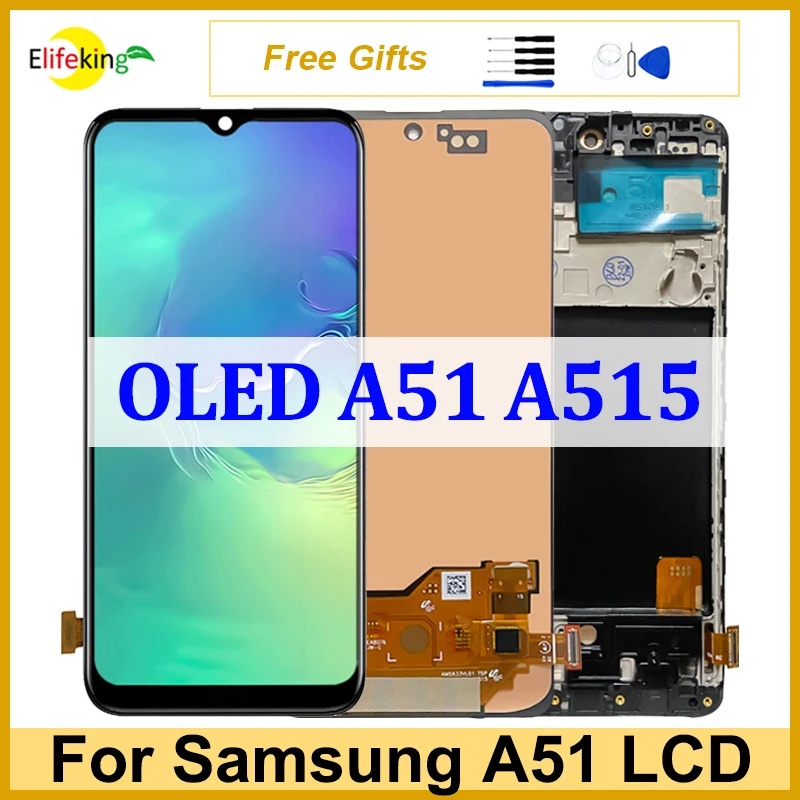 Super AMOLED для Samsung Galaxy A51 A515 дисплей сенсорный экран A515FN/DS A515F дигитайзер в сборе сменный со сканером отпечатков пальцев