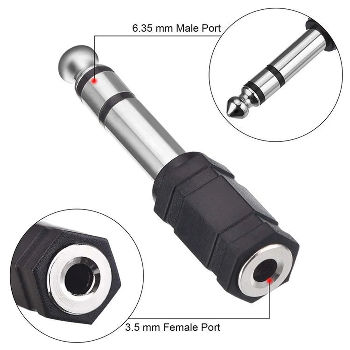 Stereo Headphone Audio Adapter with 3.5mm to 6.35mm Connector for Professional Audio Use