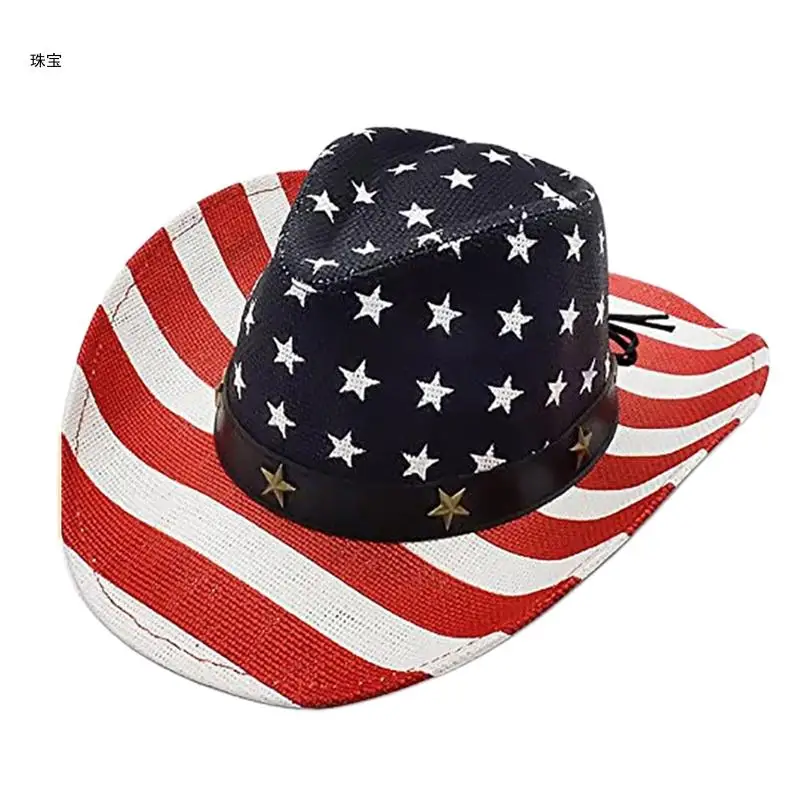 

X5QE Wide Brim Hat Cowgirl Hat American Western Cowboy Hat for Christmas