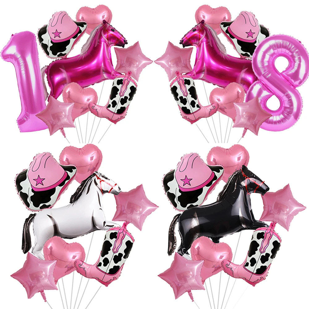 Mädchen Erste Rodeo Party Dekoration Pferd Geburtstag Anzahl Ballon Cowgirl Hut Stiefel Folienballon Western Rodeo Party Dekor Gefälligkeiten