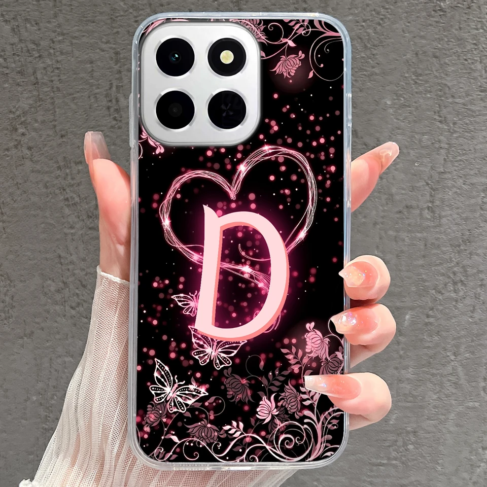 Fashion Love Heart Alphabet Anti-Drop Transparent Bumper Case