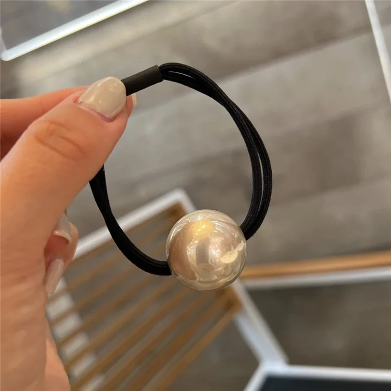 1PC Champagne Large Ball Service Rope Versatile Elastic Rubber Band Net Red Hair Circle Girl's Ball Head Rope Elastic Hair Bands