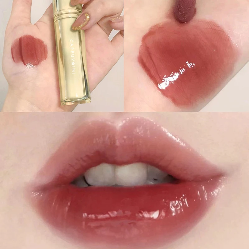 

Iced Tea Mirror Lip Glaze Watery Lipgloss Transparent Jelly Liquid Lipsticks High Gloss Moisturizing Sexy Red Lip Tint Lipstick