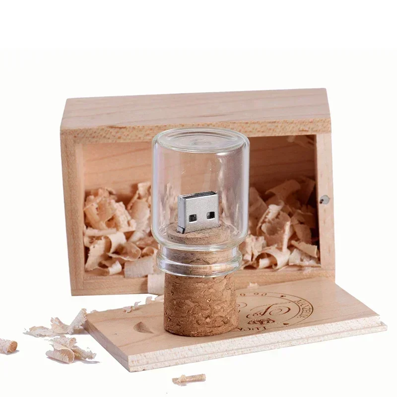 USB 2.0 Glass Drift Bottle with Cork Flash Drive Stick Pendrive 4GB 8GB 16GB 32GB 64GB 128GB 5pcs/lot Wedding Gift