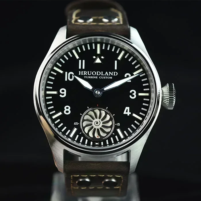 Hruodland-Reloj de piloto personalizado para hombre ST3620, cronógrafo mecánico con movimiento, BGW-9, cristal de zafiro luminoso, esfera esmerilada