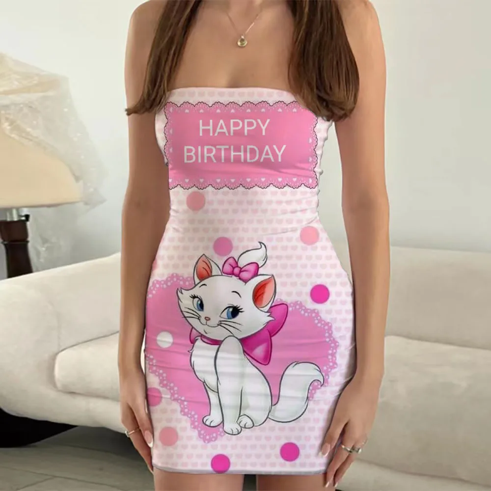 

2023 Disney brand Mary cat animation new summer trend ladies casual skirt beach party skirt sexy fashion tube top mini skirt Y2K