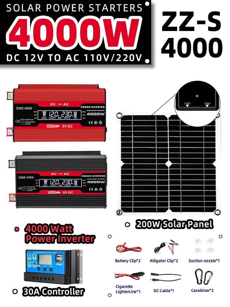 Description Picture 4 of itemSoalr Kit Power Generation Combo 4000w Inverter 200w solar panel 220v full set for house 30a Controller 12v-220v110v Camping