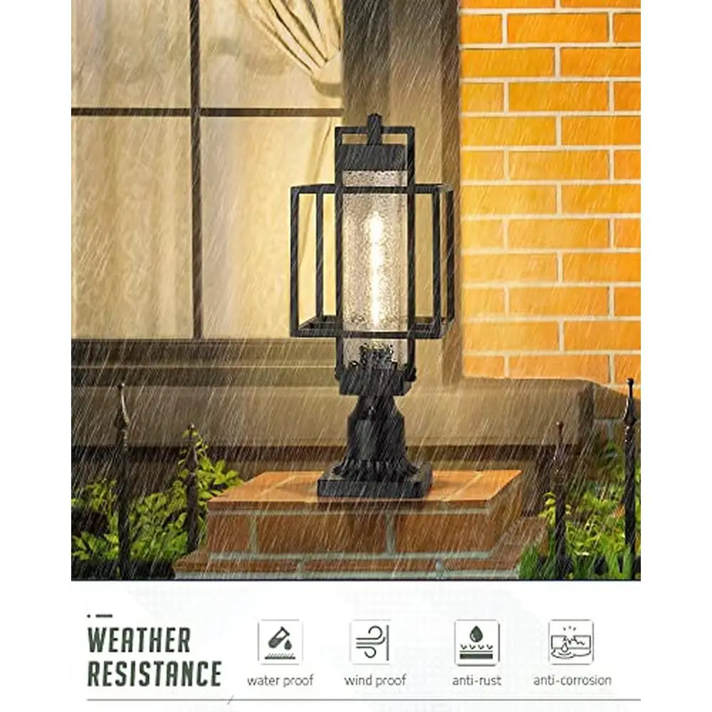 Outdoor Black Aluminum Post Light with Dusk to Dawn Sensor IP54 Waterproof Pier Mount Lamp Fixture OS-3008