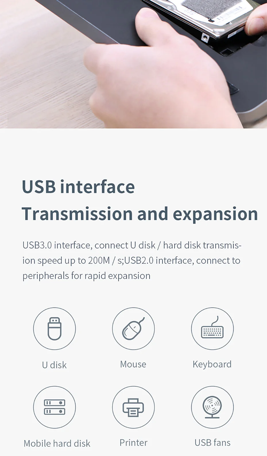 cubo do usb de habilis com cerco do disco rígido estação de encaixe para mac mini com sata nvme ssd caso dp