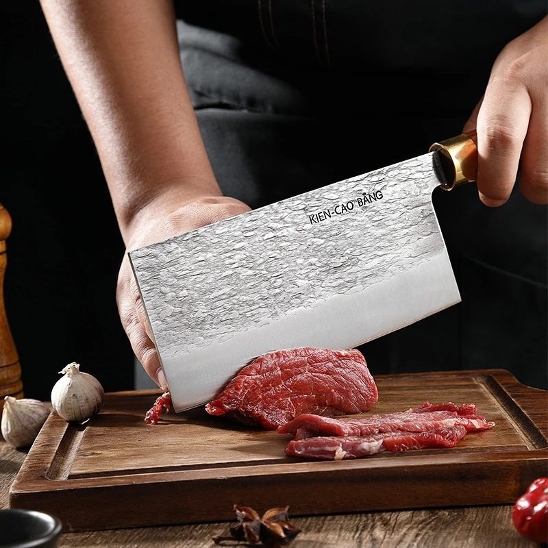 Professional Kitchen Chef Knife Hand Forged Steel Meat Vegetables Slicing Knife Wide Blade Butcher Cleaver with Gift Box