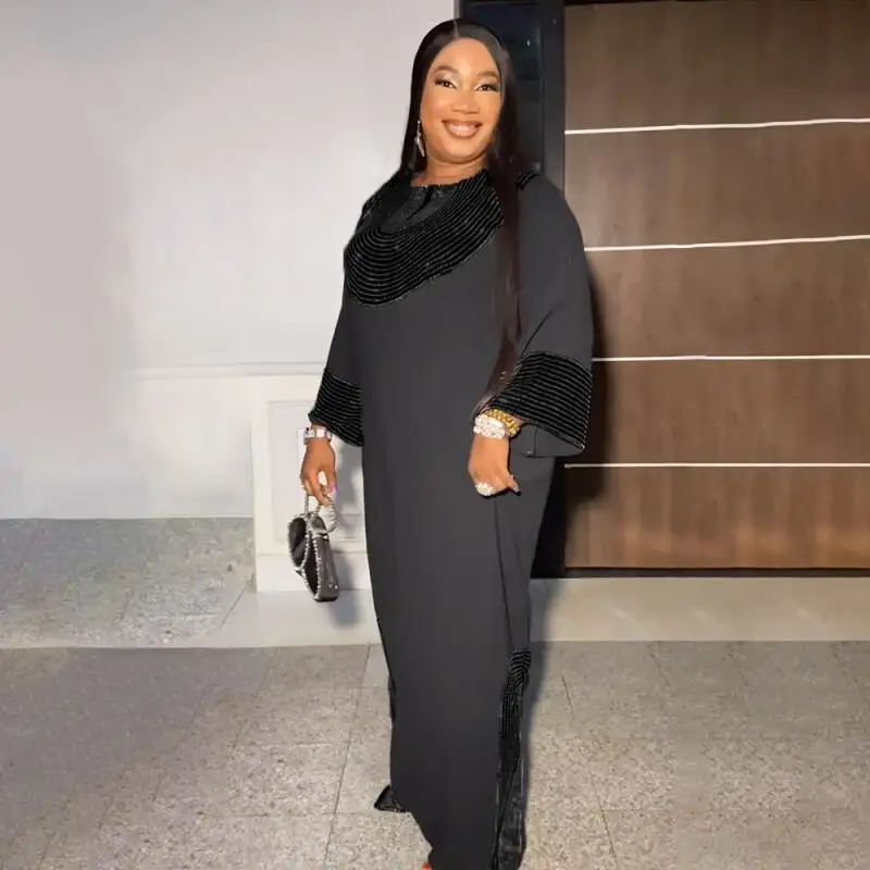 Africa Plus-size Dress High Quality Middle East Muslim Heavy Iron Drill Saudi Party Fashion Trend High Sense Women's Long Robe