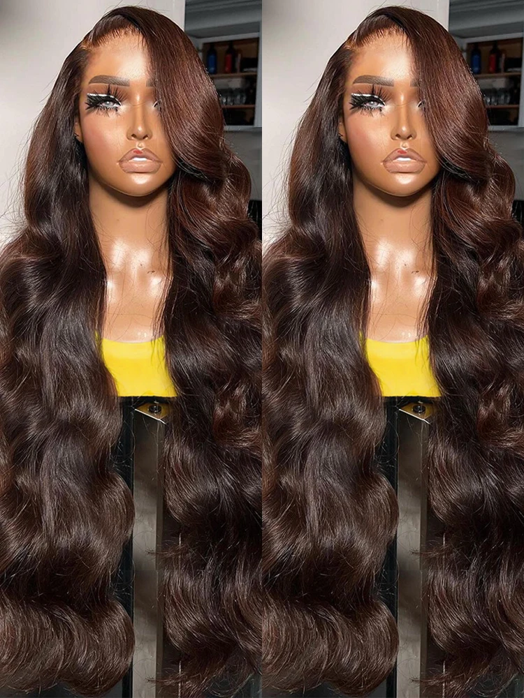 ChocolateBrownGluelessWigHumanHairReadyToWearBodyWave