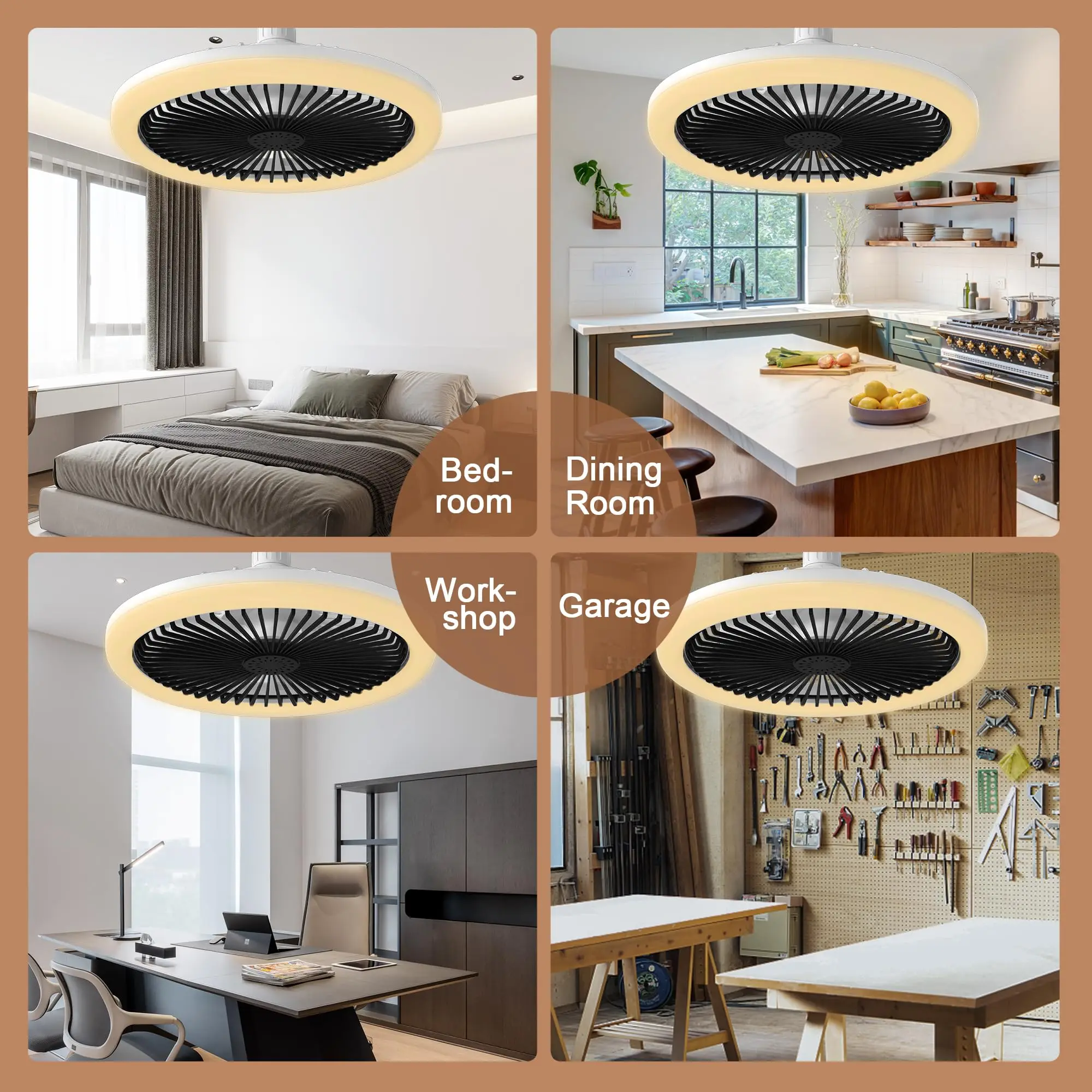 IRALAN Modern ceiling fan light bedroom invisible ceiling fan light fan integrated light indoor decoration lighting air supply 4