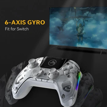 Interactive Screen Wireless Gaming Controller for Switch/PC/iOS/Android Hall Effect Stick RGB Light 1800mAh with Charging Dock 6