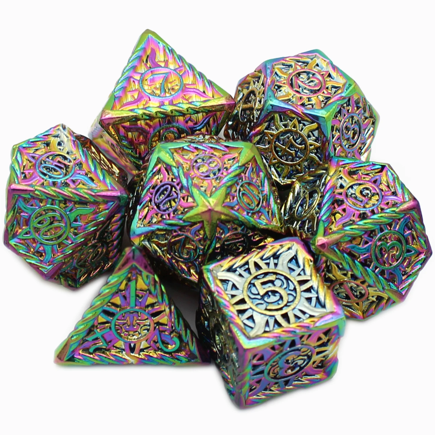 Metal Dice 7 Pcs Galaxy D&D Metal DND Dice Polyhedral Dice Set Dungeons Role Playing Rpg Game Pathfinder game dice dice set