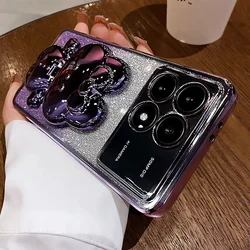 Rabbit Mirror Bracket Case - Seismic Protective Shell for POCO C75 4G (PURPLE)