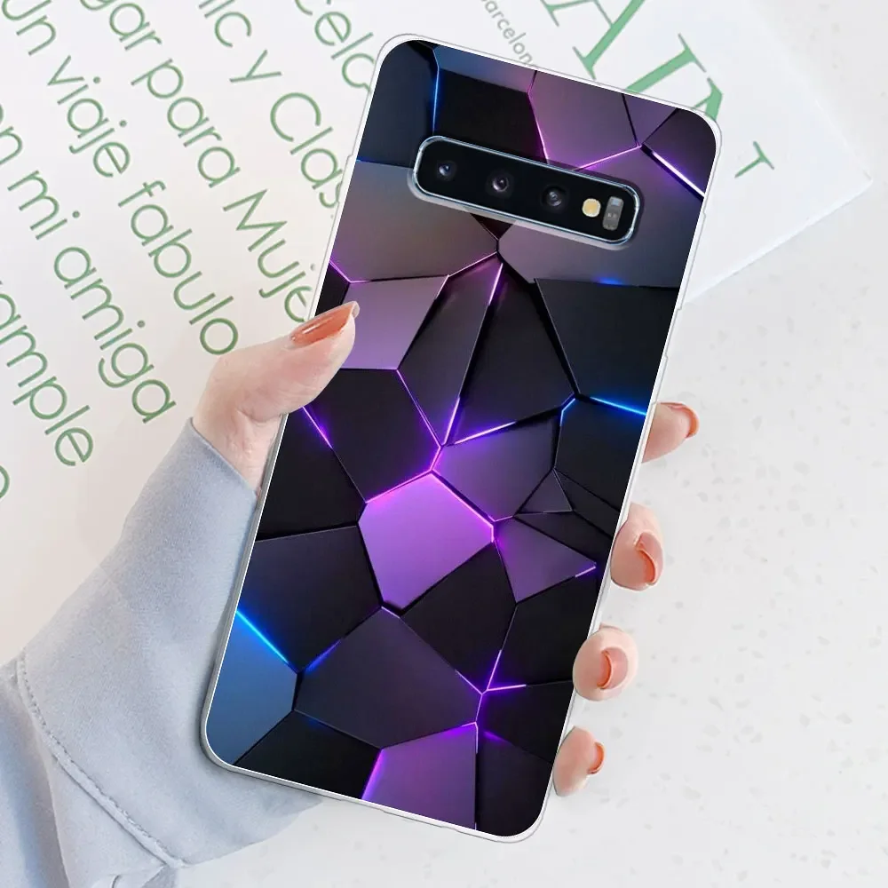 Stylish Watercolor Marble Transparent Silicone Back Bumper Case for [Brand Name] Galaxy S10 Series