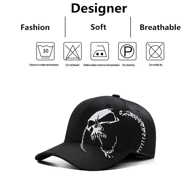 Baseball Caps Sun Hats Side Skull Pattern Embroidery Adjustable Casual Hats Spring and Autumn Outdoor