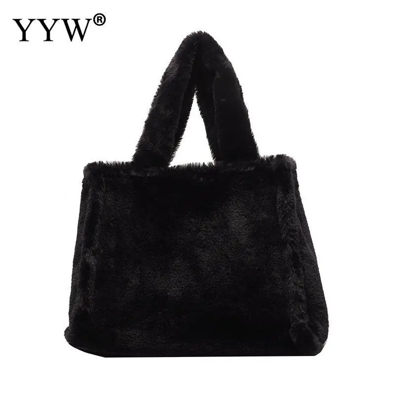Luxury Faux Fur Large Capacity Tote Wome Shoulder Bags 2023 New Winter Soft Fluffy Plush Lady Handbags Big Travel Shopper Purses