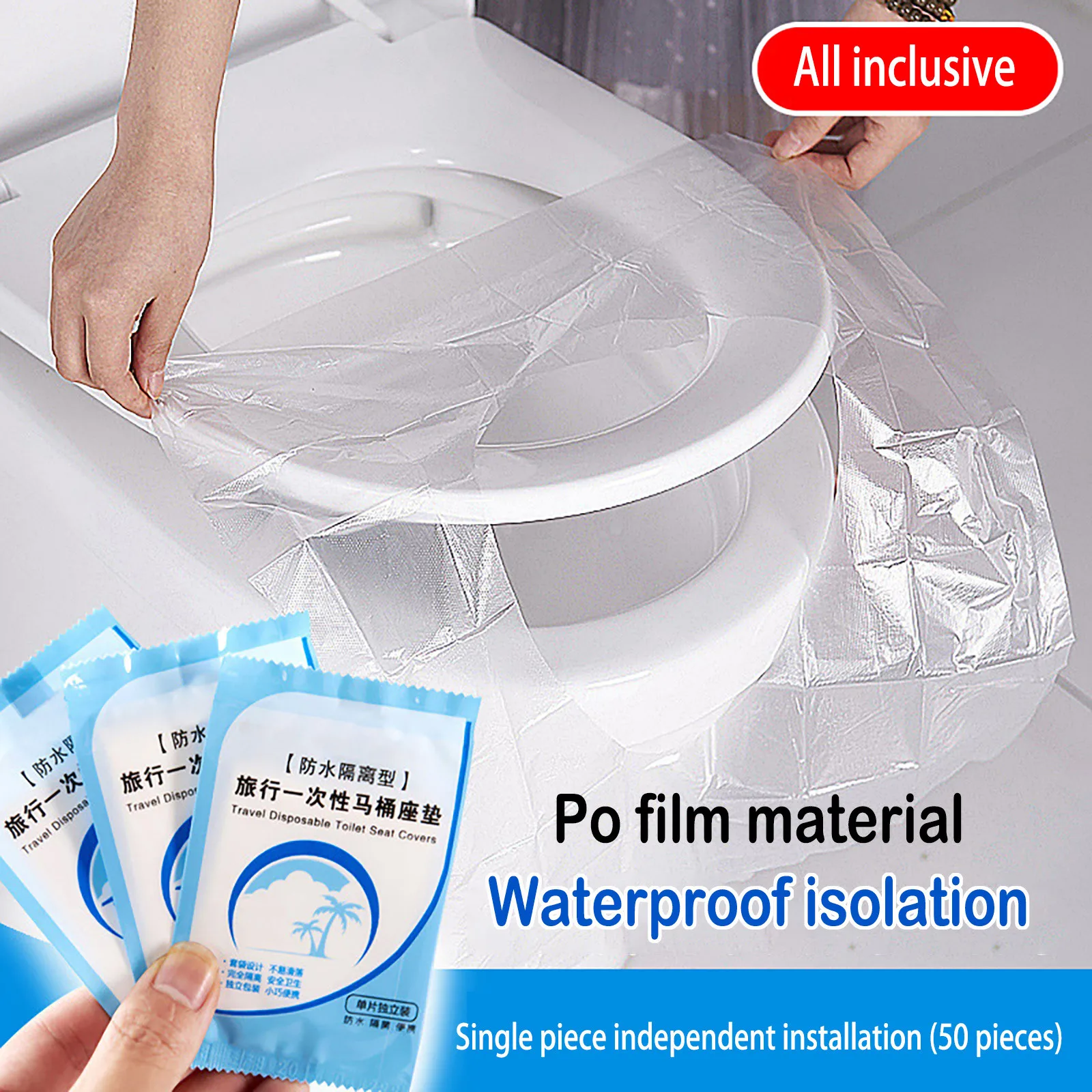 100 pcs Portable Disposable Toilet Seat Cover Mat Waterproof Safety Toilet Seat Pad for Travel/Camping Bathroom Accessories