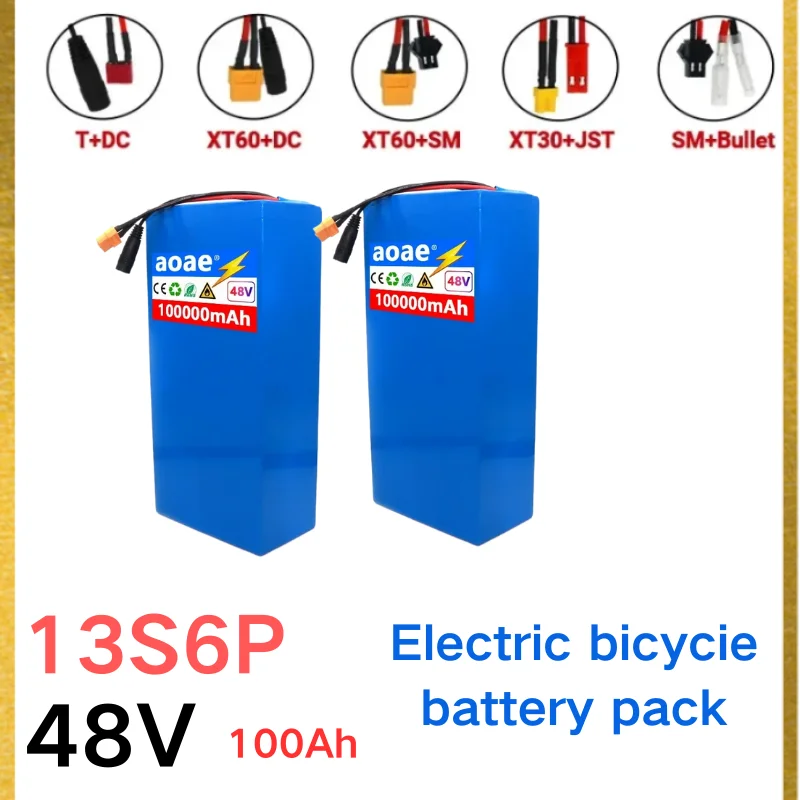 

48V 100Ah 13S6P Lithium Battery Pack 48v 100000mAh 2000W electric bicycle batteries Built in 50A BMS +54.6V 2A Charger