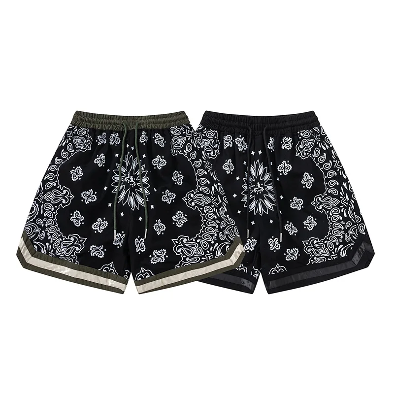 

Летние модные свободные шорты в стиле High Street с принтом кешью и цветком в стиле ретро