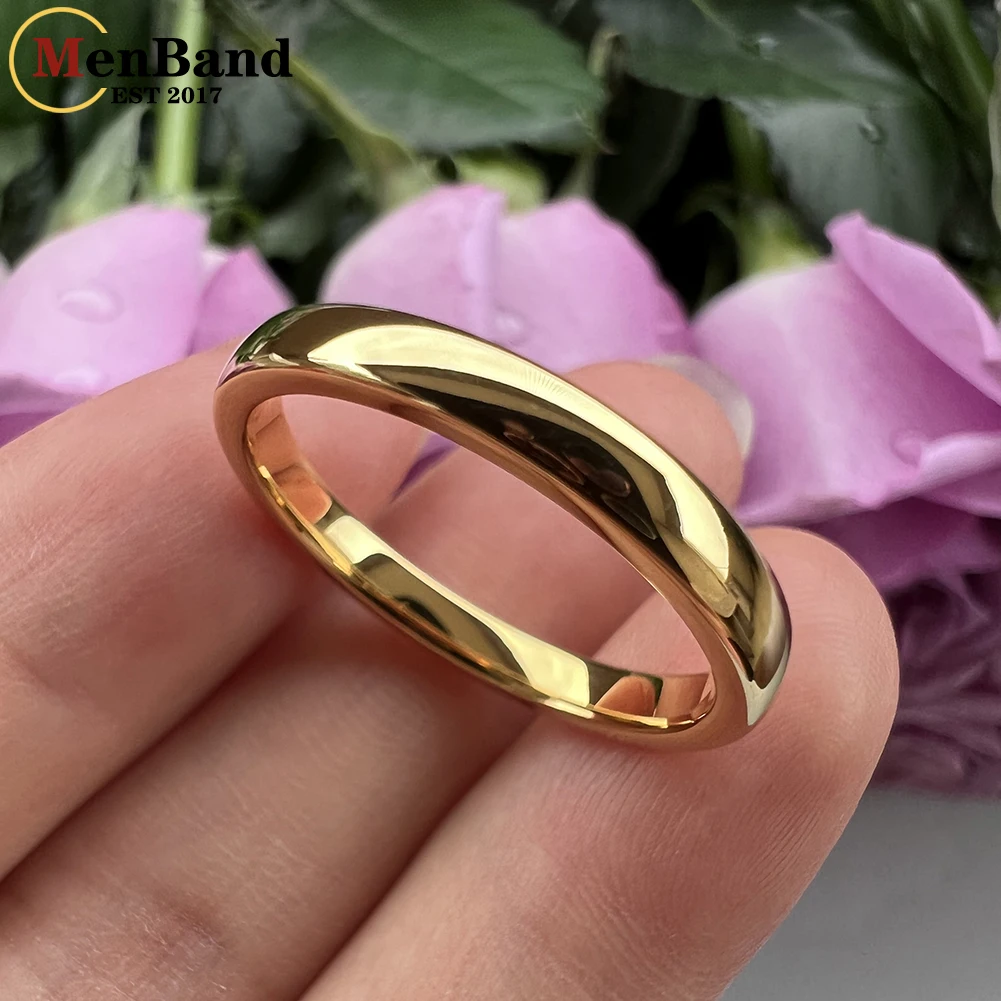 MenBand Fashion 4MM 6MM Gold Color Dome High Polished Men Women Tungsten Carbide Wedding Band Rings Comfort Fit Size 4-13