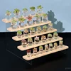 Acrylic Wood Display Stand Kit Figures Lipstick Powder Desktop Cosmetics Shelf Rack Makeup Holder Ladder Organizer Shelf 3