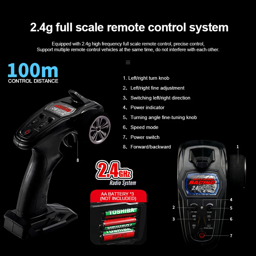 KF11 RC카, 2.4G 오프로드 4WD 50 KM/H 전기 고속 드리프트 레이싱, IPX6 방수 리모컨 장난감, 어린이 선물