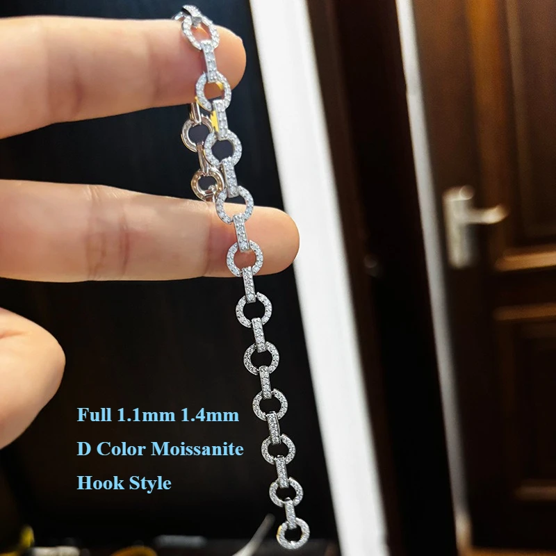 EWYA 2025 Original Full Moissanite Tennis Bracelet for Woman Man 925 Silver Pass Diamond Tester Link Chain Bracelets 14-20cm