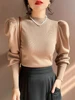 Autumn Winter Sweater Turtleneck Slim Fit Basic Pullovers Fashion Korean Knit Tops Puff Sleeve Womens Sweater Stretch Jumpers 1