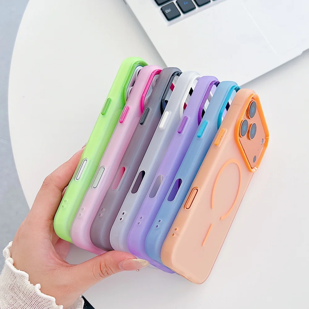 Frosted Candy Colors Magnetic Shockproof Phone Case