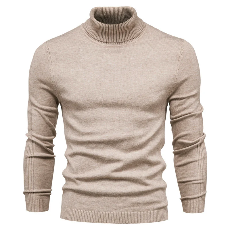 Description Picture 5 of item2021 New Winter Turtleneck Casual Solid Color Warm Pullover Quality Slim High Neck Long Sleeve Sweater Men