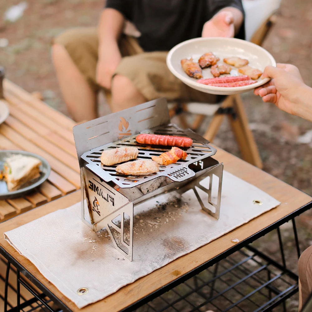 Folding Wood Burning Stove Blowpipe Wire Saw Kit Mini BBQ Grill with Carry  Bag for Outdoor Backpacking Hiking Camping Cooking - AliExpress