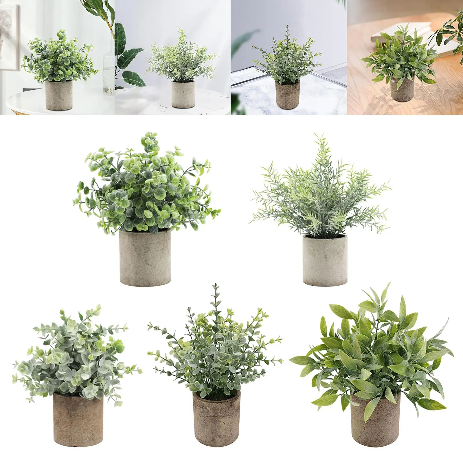 3pack Mini fausses plantes dans des pots, plantes artificielles d