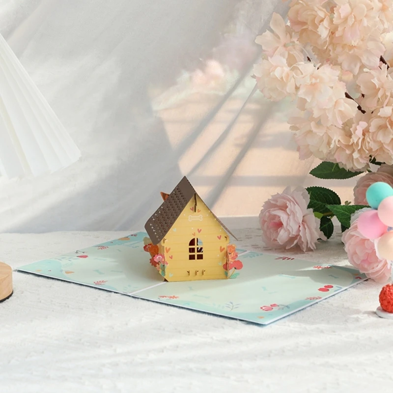 Elegant 3D Popup Pet Themed Greeting Card Birthday Wedding Anniversary Card