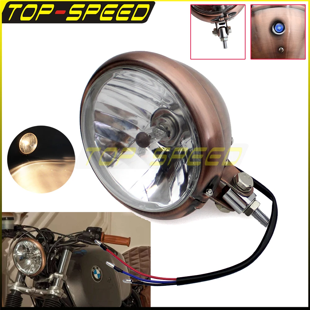 Moto Vintage Faro Hi/Lo Beam Per Harley Honda Yamaha Suzuki Kawasaki Chopper Bobber Cafe Racer Touring Custom Bikes