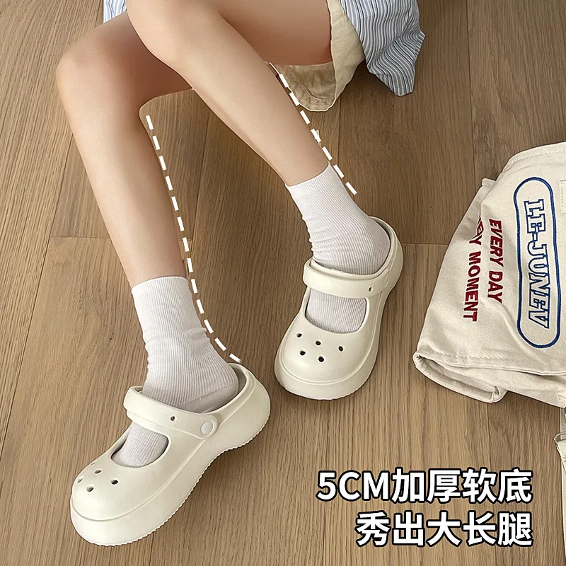 Summer Women Slippers Fashion Thick Bottom Hole Shoes EVA Slippers Anti Slip Baotou Slippers Outdoor Beach Sandals Slippers 4