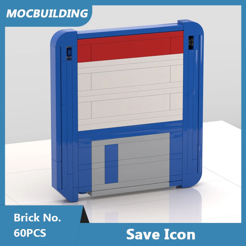 Save Icon (Floppy Disk) Update Modell MOC Bausteine DIY Zusammengebaute Steine Sammlung Ausstellung Kreative Spielzeuge Geschenke 60 Teile – Detail 1