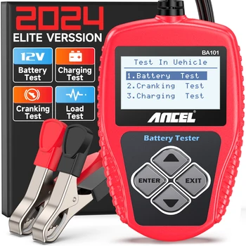 Tester batteria per auto ANCEL BA101 Strumento diagnostico digitale per batterie e alternatore per autoveicoli 12V Capacità di carico 100-2000 CCA