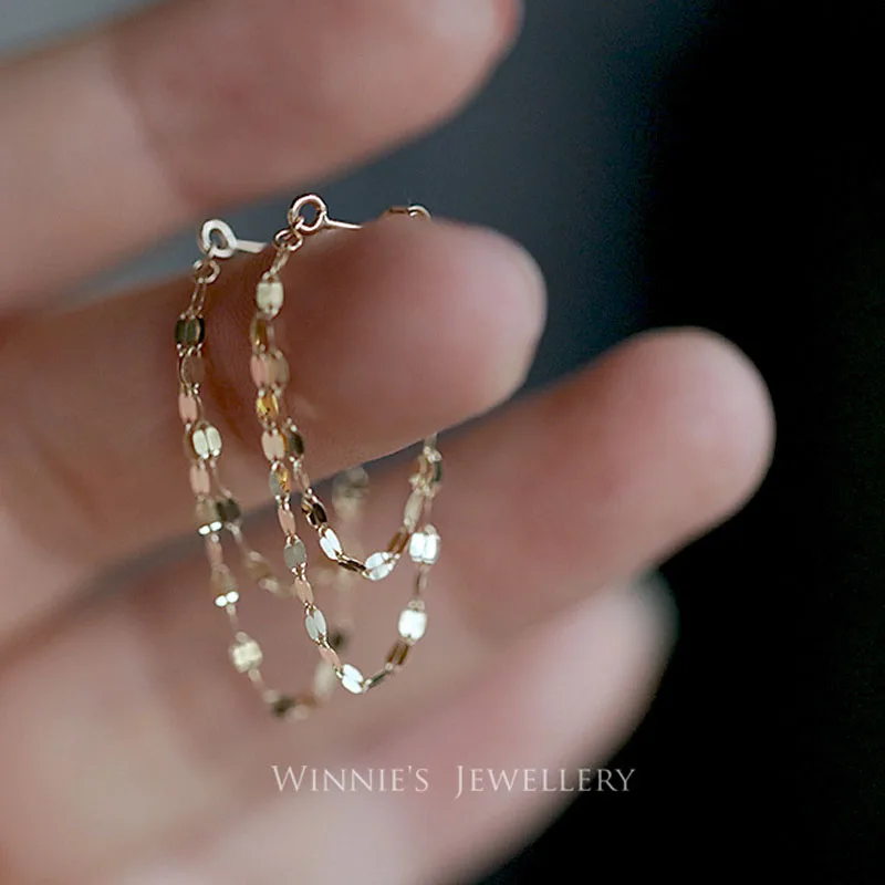 Original925SterlingSilver14kGoldTasselLongEarringsForWomen