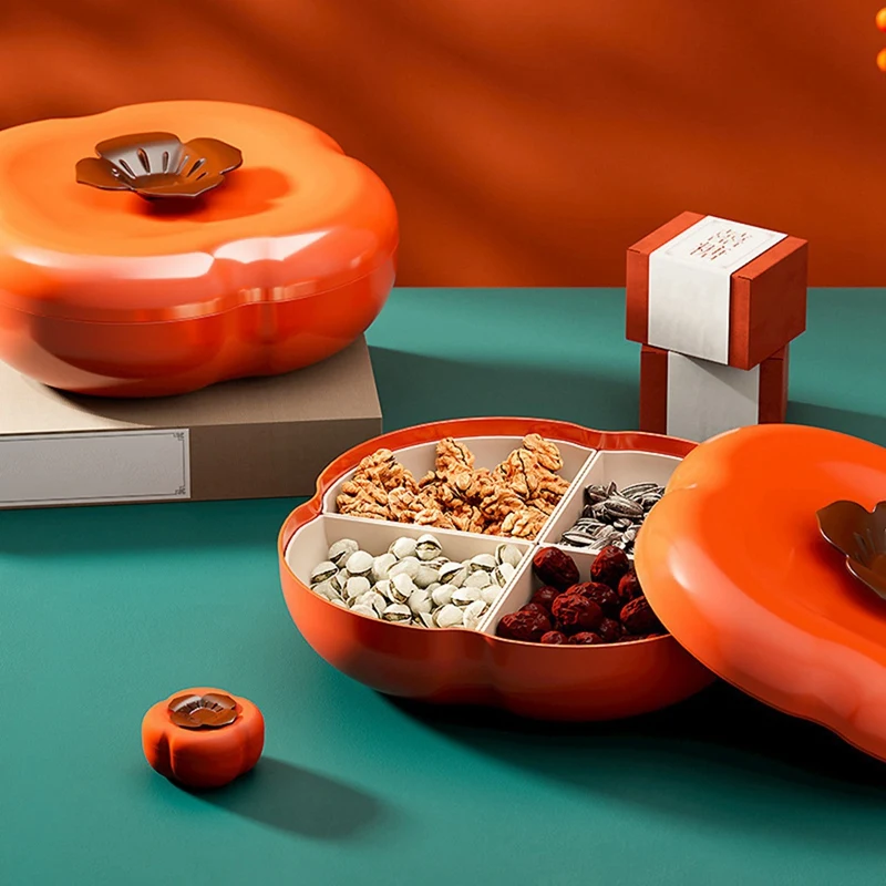 

Persimmon Snack Tray,Dried Fruit Tray Candy Dish With Lid Portable Candy Plate Durable Easy To Use