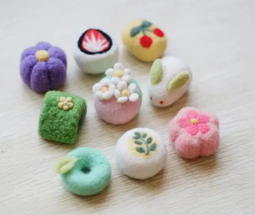 Sweet series fruit dessert set wool needlepoint kit wool felt needle felting gift box craft needlecraft DIY handmade