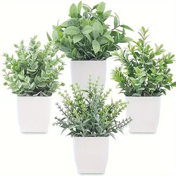 Set of 4 Lifelike Bonsai Plants (Green)