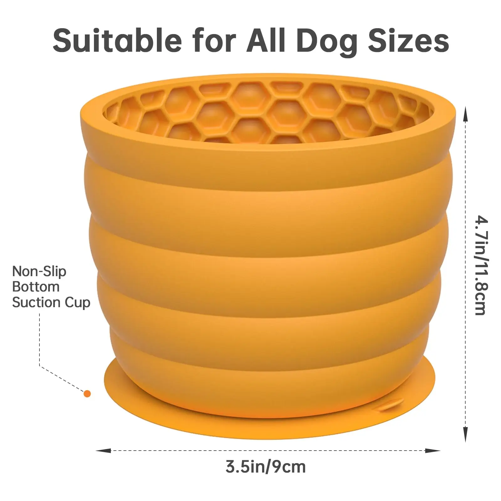 New Silicone Dog Slow Feeder Bowl with Honeycomb Lick Mat Slows Eating & Aids Anxiety Relief Dishwasher Safe & Freezer-Friendly
