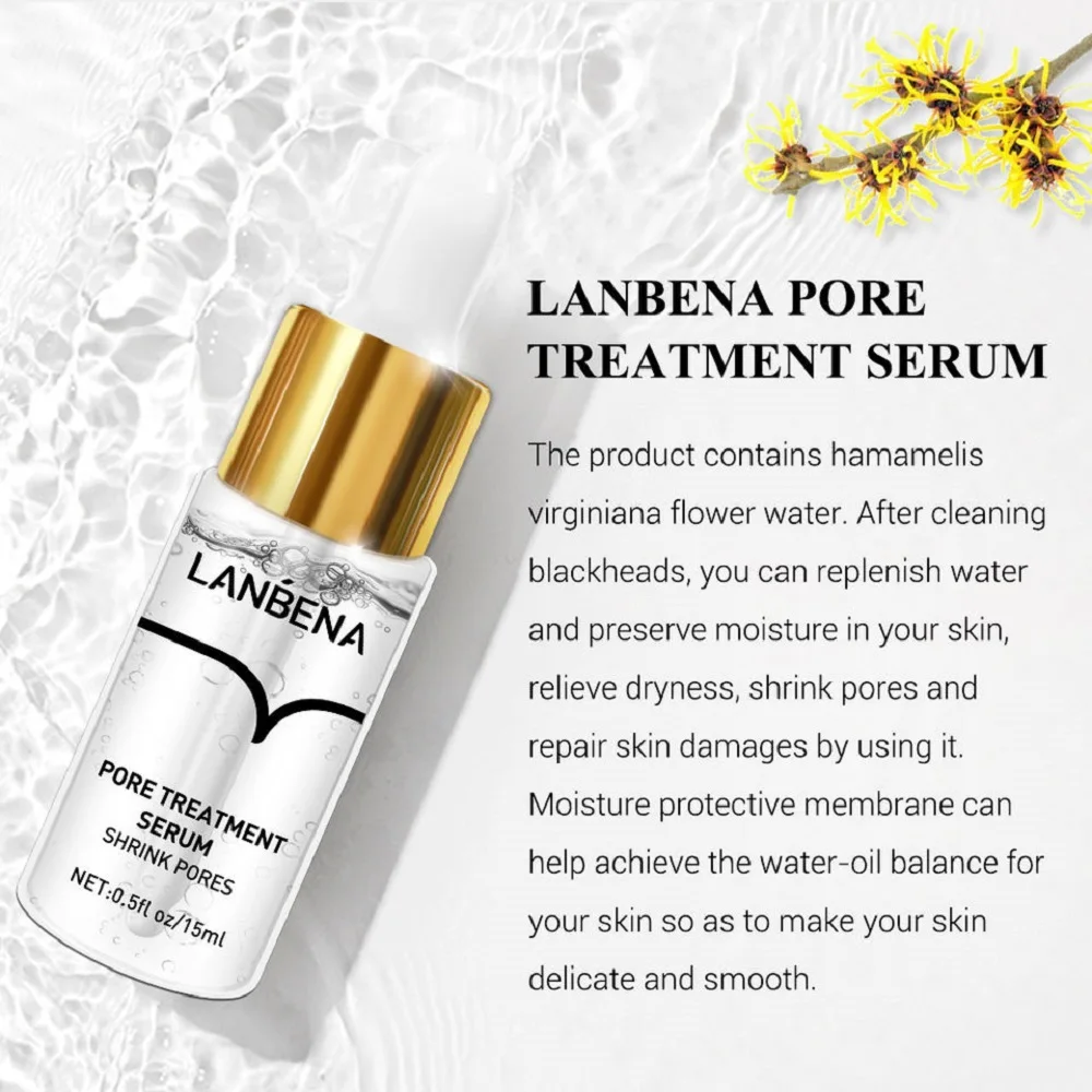 LANBENA 15ml Pore Treatment Serum Shrink Pores Repair Skin Damage Moisturizing Oil-Control Smooth Essence Face Serum Skin Care 4