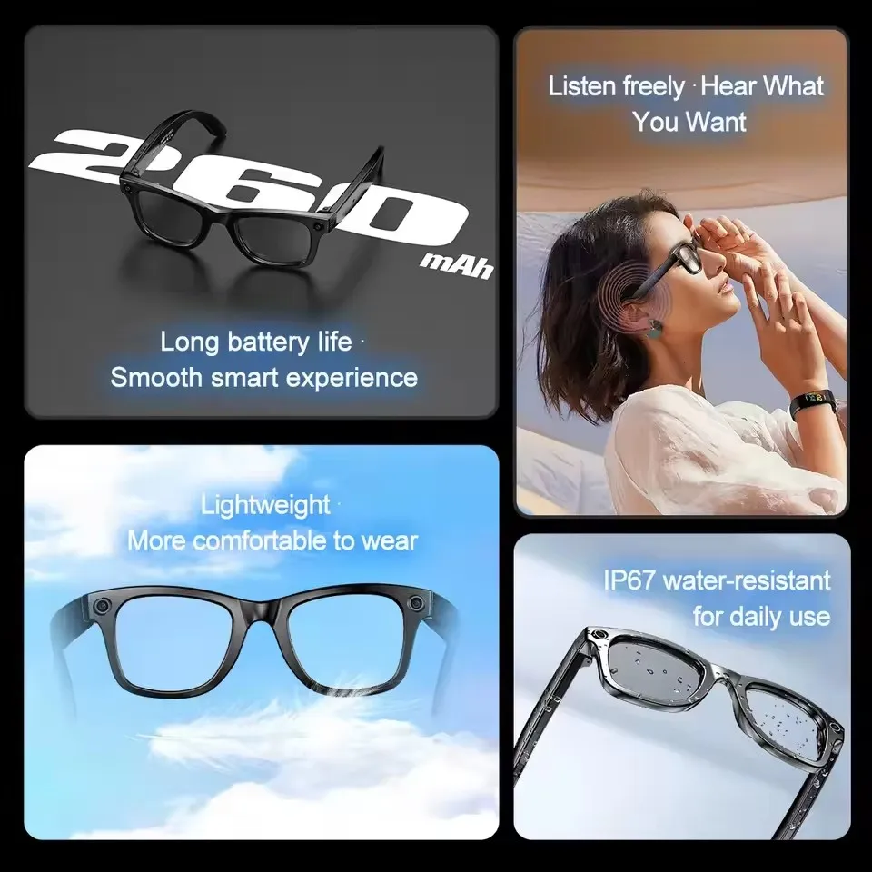 New Men Camera Wifi Smart Glasses 32gb 800w Pixel 4k Uhd Camera Anti Shake Video Ai Translation Anti Blue Light Women Glasses, Alina Gadgets