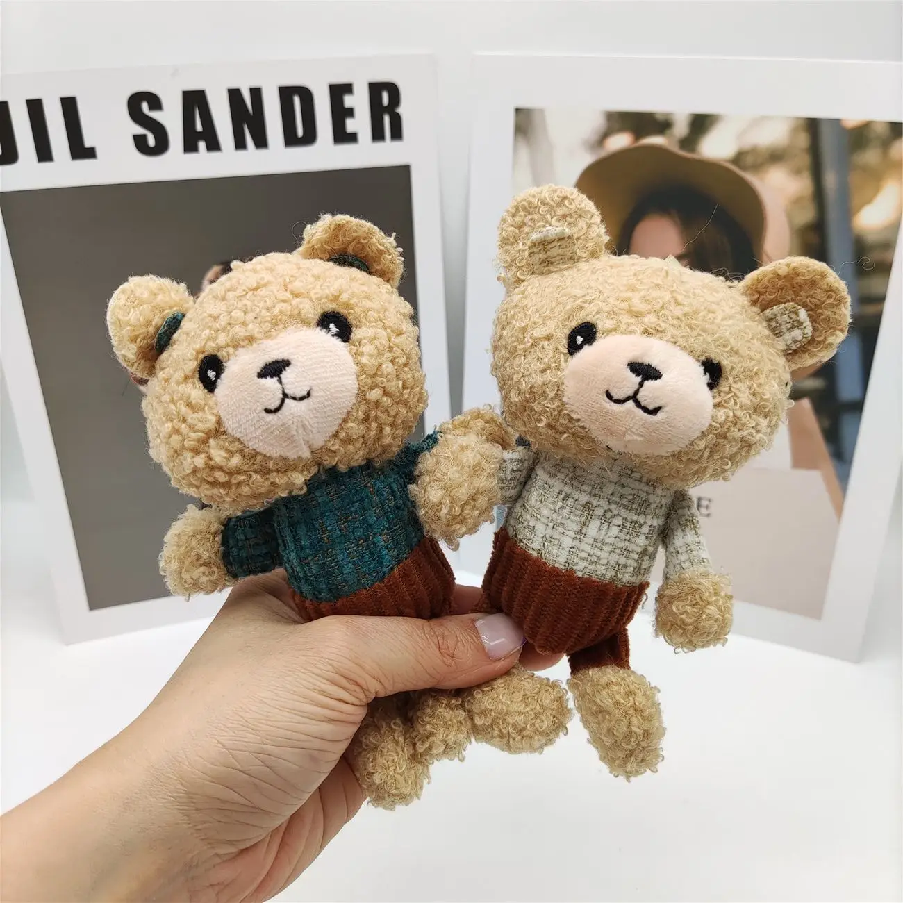 

16CM Plush Keychain Cartoon Bear Charms Doll Pendant Keyring Alloy School Bag Pendant Accessories Stuffed Toy Key Chain Gift