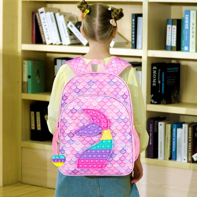 Unineovo Mermaid Backpack Set For Girls - School Bag With Insulated Lunch Bag & Pencil Case, Pink - View #7
