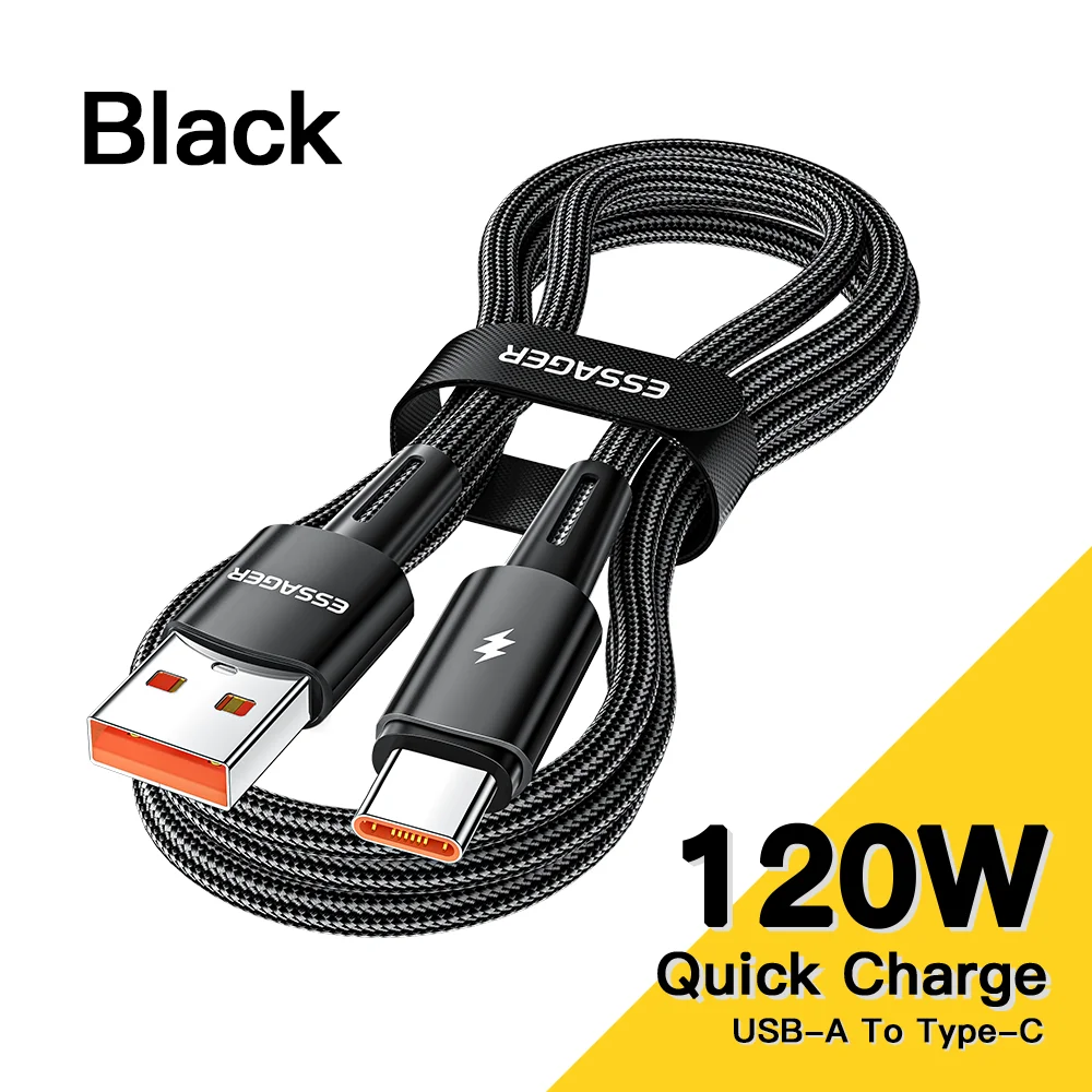كابل Essager 120 وات USB من النوع C شحن سريع للغاية شحن سريع 6A لهاتف Xiaomi 12Pro Redmi K50 Note 11 Pro لهاتف iPhone 16 pro max 15